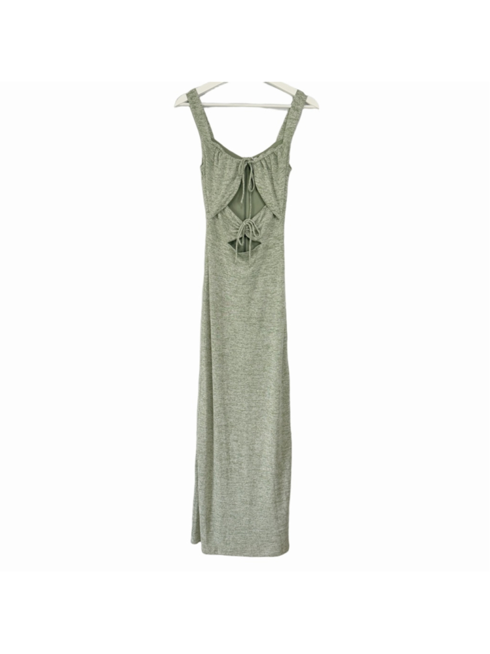 Sabo Skirt New Cutout Thea Maxi Dress Women's Size 2 Heathered Green Knit